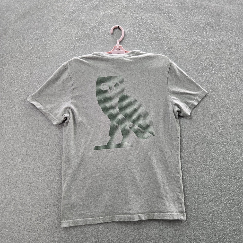OVO Men Shirt SMALL‎ Gray Drake Octobers Very Own Owl Logo Short Sleeve